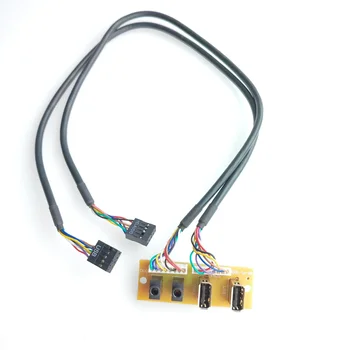 50cm 2-Port Dual USB 2.0 9Pin 3,5 mm-es HD Audio Állandó Aljzat Felület Alaplap Hosszabbító Kábel Alváz Elülső Panel 65x23mm