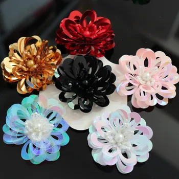Multicolor Gyöngyös Virágok Javítás Kéz-szögezték 3D Virág Cipő Virág Ruházat Rátétes Díszítés DIY Tartozékok