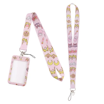 AD1289 Patchfan Anime Lányok nyakpánt Akasztó a gombok a Telefon USB-jelvény tulajdonosa Kötelet, Kártya-tartó