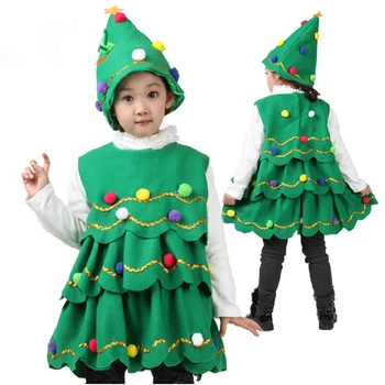 Karácsonyfa Cosplay Ruha, A Lányok Zöld Manó Divatos Party Ruházat Gyermekek Karácsonyi Mikulás Aranyos Hercegnő Ünnepi Ruhák