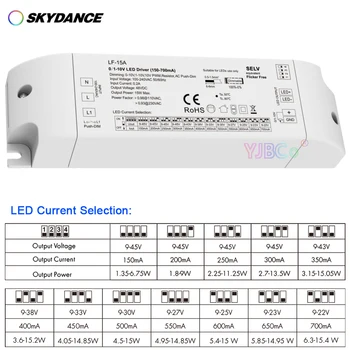 Skydance 15W 150-700 ma 0/1-10V Szabályozható LED Driver led Beépíthető Spotlámpa AC110V-220V, hogy 10-45VDC Állandó áramú Tápegység